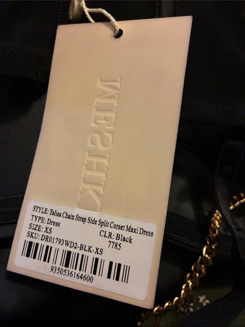 Meshki Black Satin Corset Midi Dress with Thigh Slit - Picture 2 of 3